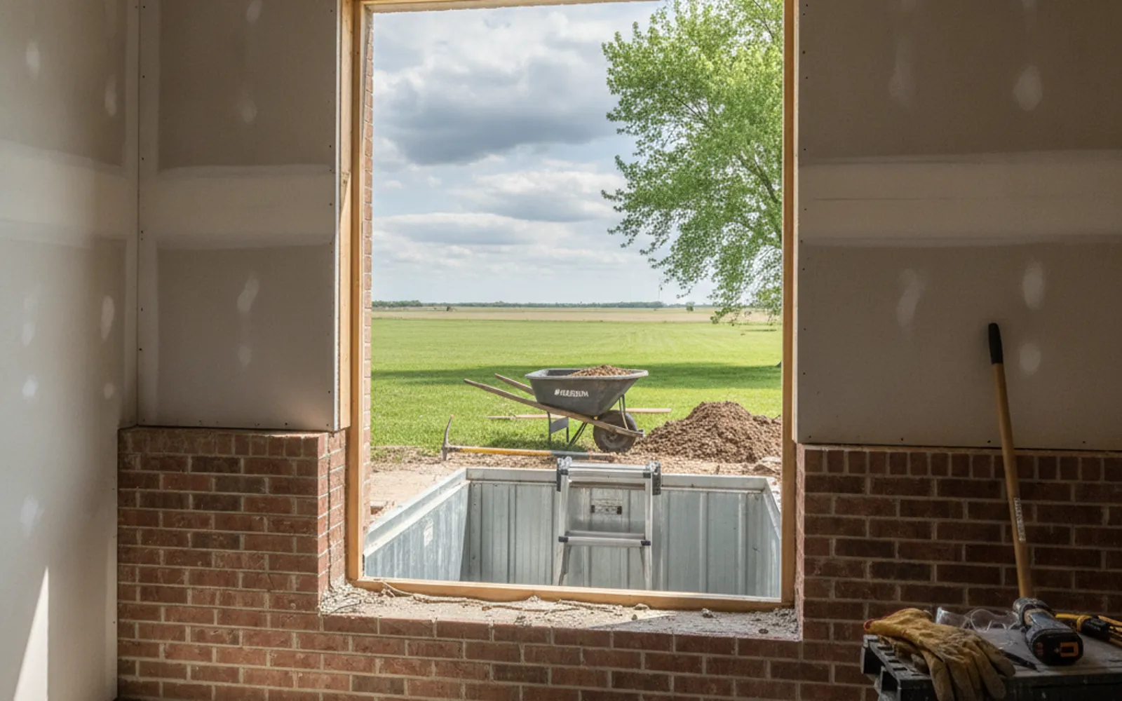A cracked plastic window well cover needing replacement